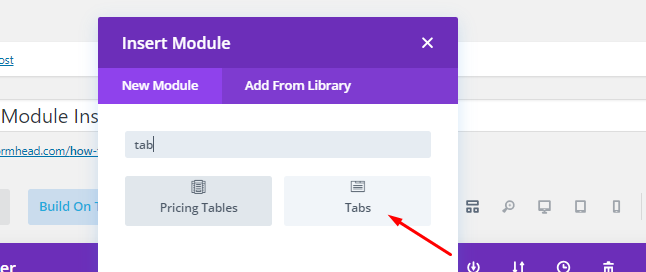 add tab module in Divi