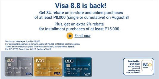 bdo credit card rebates