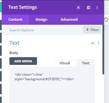 html code to create vertical line at the middule of the divi timeline module